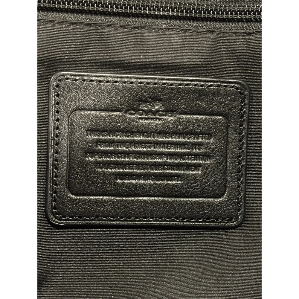 Coach Hudson Slim Briefcase Black Leather Laptop Bag Mens F71561 Crossbody Strap
